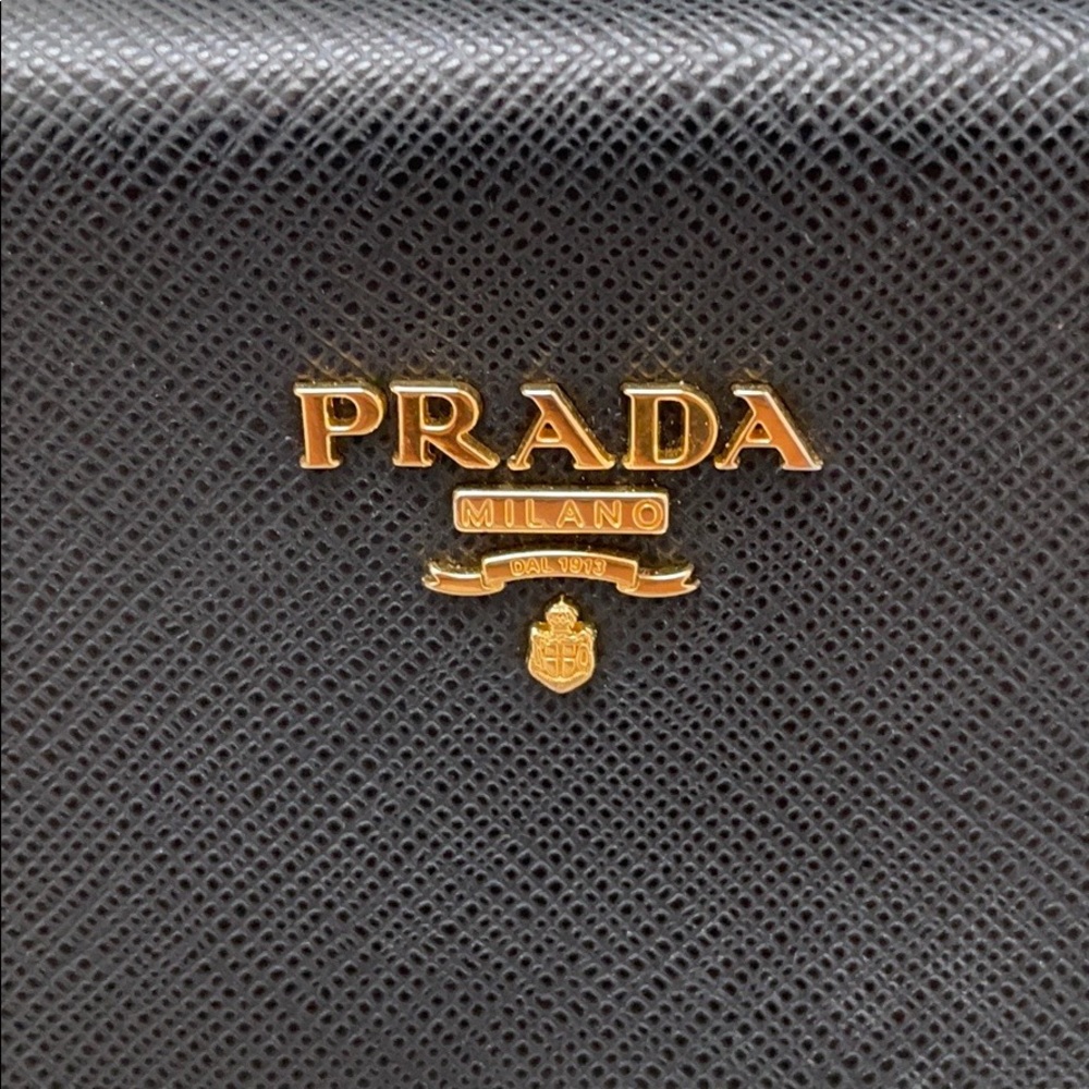 PRADA East West Frame Clutch in Black Saffiano and Gold Tone Hardware - Picture 6 of 14
